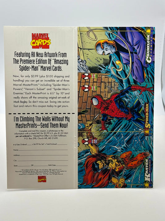 1994 Marvel MasterPrints Promo Sheet – Venom’s Powers & Spider-Man vs Kraven/Chameleon (Double-Sided)