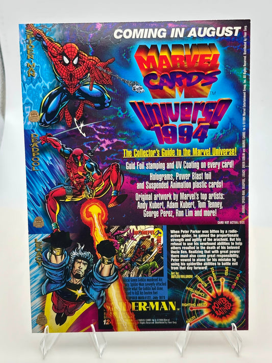 1994 Marvel Universe Promo Sheet – Spider-Man & Venom MasterPrints Ad (Double-Sided)